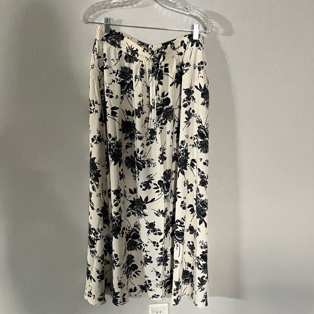 Black and Cream Floral Maxi Skirt